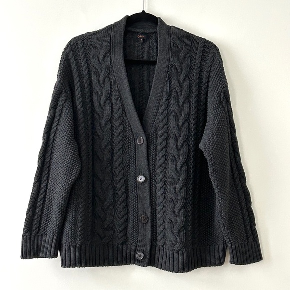 Quince Sweaters - Quince 100% Organic Cotton Oversized Gray Cable Cardigan